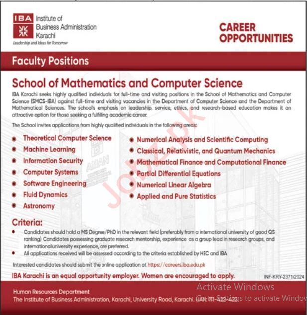 Latest Institute of Business Administration Karachi Jobs 2024-Advertisement