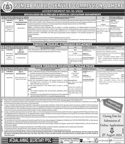 Latest PPSC Punjab Public Service Commission Jobs 2024-Apply Online