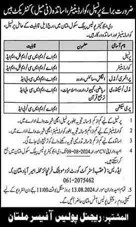 Latest Educator Police Public School Jobs in Multan August 2024 Advertisement