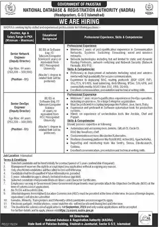National Database & Registration Authority Jobs 2024-Latest NADRA Careers