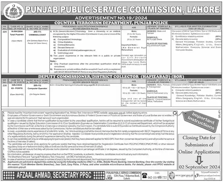 PPSC Upcoming Jobs 2024-Latest Punjab Public Service Commission Jobs